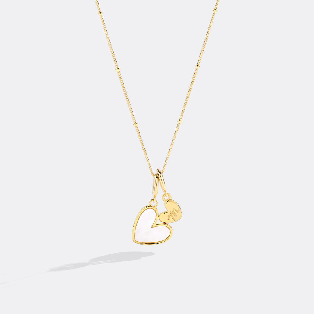Mother Of Pearl Heart Initial Necklace - Image 17