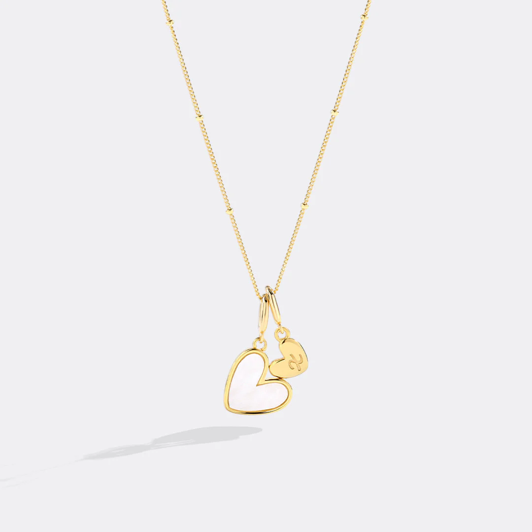 Mother Of Pearl Heart Initial Necklace - Image 28